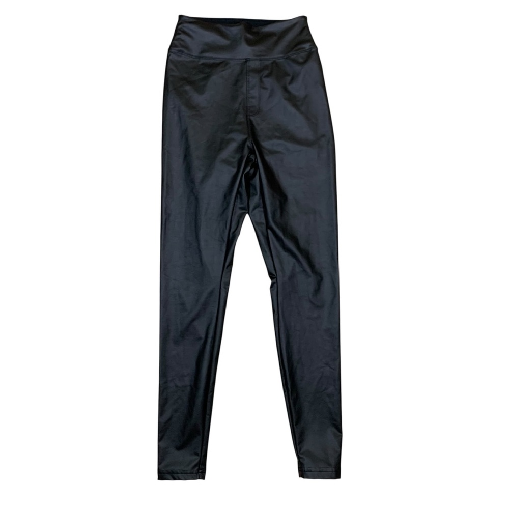 Offline By Aerie‎ S Real Luxe Black Faux Leather High Rise Leggings Sleek